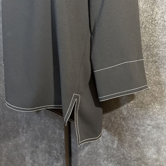 NWT ZARA Women 3/4 Sleeve High-Low Contrast Stitch Button Blouse SZ XXS Black - Picture 4 of 12